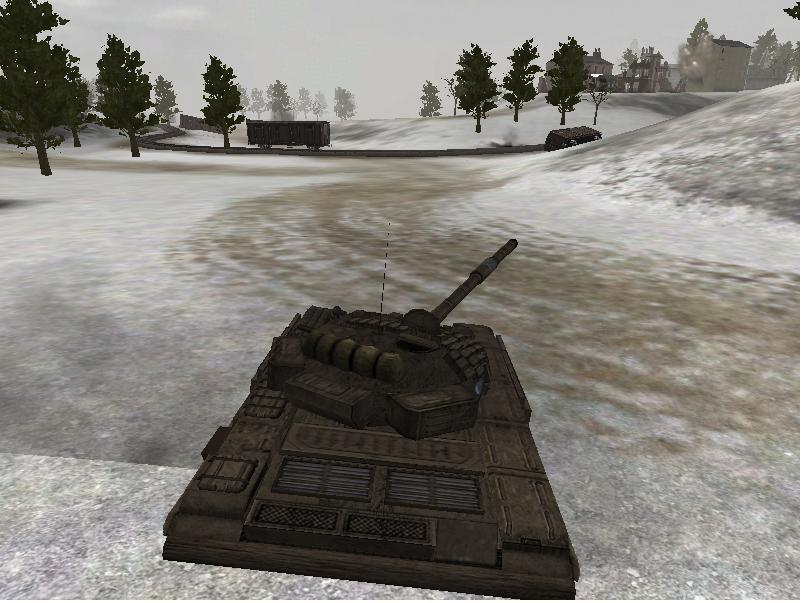 Noch einmal ein T-72, der aus der Distanz ein gebäude beschießt.