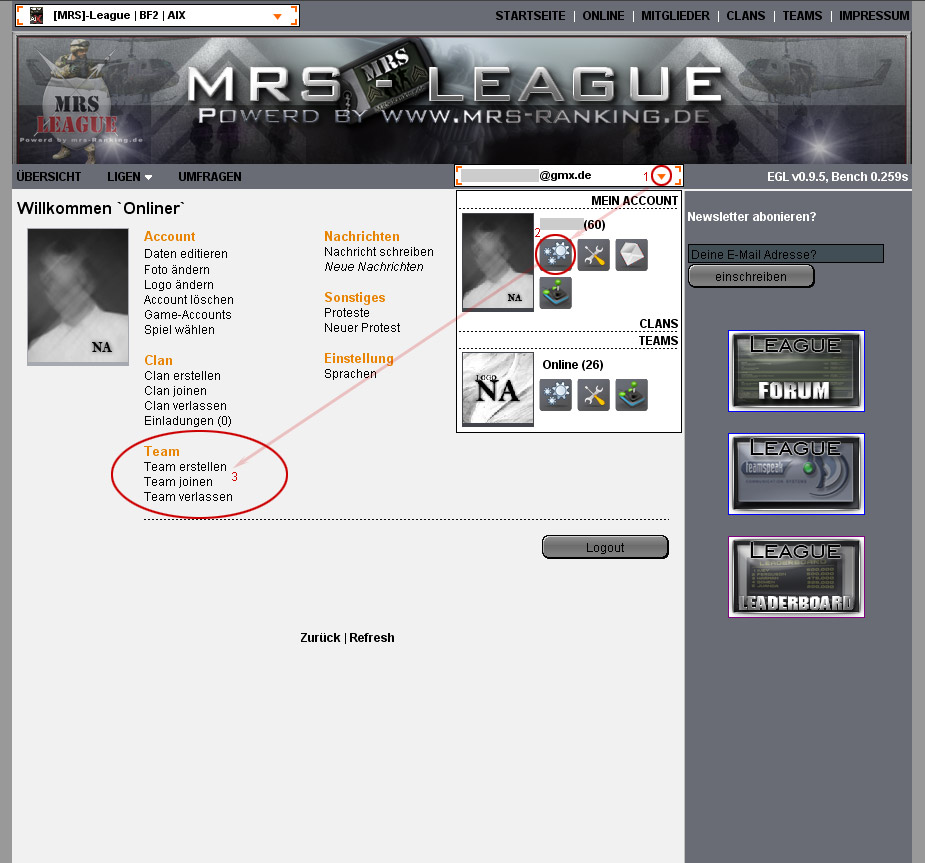 MRS Liga: Teamerstellung