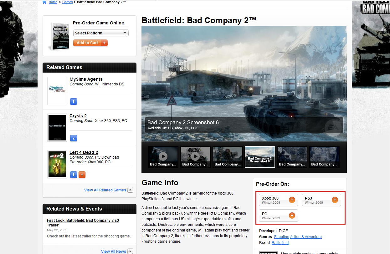 Bad Company 2 Releasedatum @EA.com
