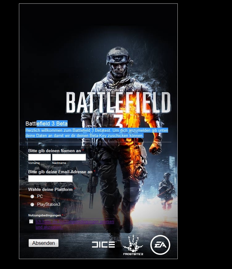 Battlefield 3 Beta-Anmeldung
